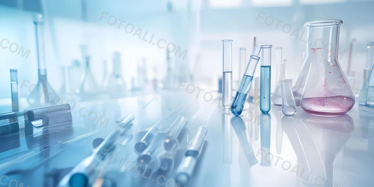 Several Transparent Glass Vials And Test Tubes Filled With Clear Liquid Arranged On A Reflective Surface With A Blurred Laboratory Background 13 71c3
