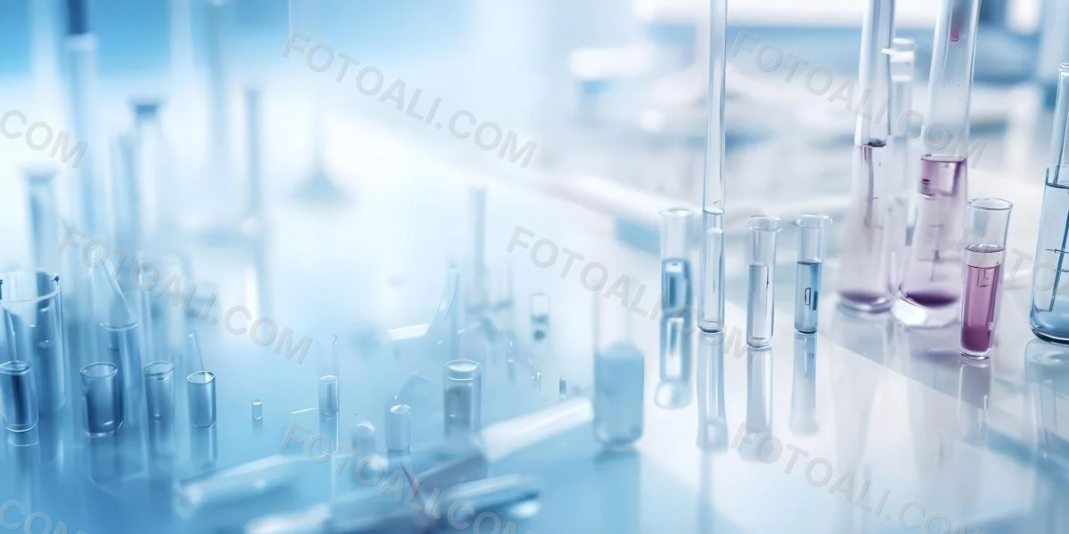 Several Transparent Glass Vials And Test Tubes Filled With Clear Liquid Arranged On A Reflective Surface With A Blurred Laboratory Background 14 9020