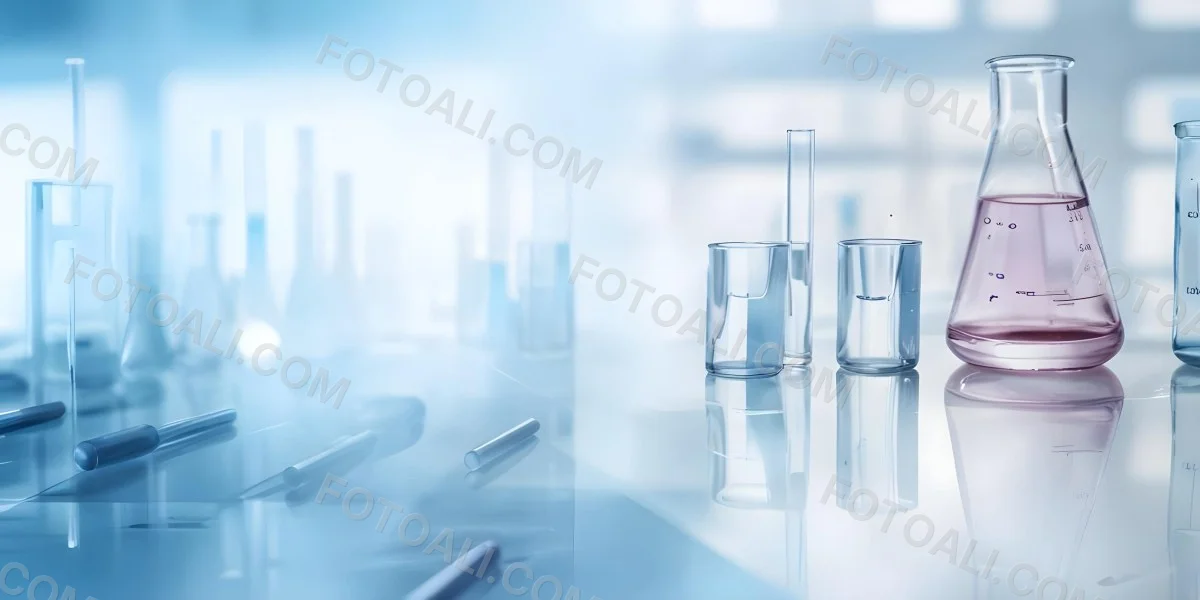 Several Transparent Glass Vials And Test Tubes Filled With Clear Liquid Arranged On A Reflective Surface With A Blurred Laboratory Background 2 93cc