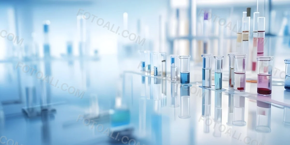 Several Transparent Glass Vials And Test Tubes Filled With Clear Liquid Arranged On A Reflective Surface With A Blurred Laboratory Background 4 9d61