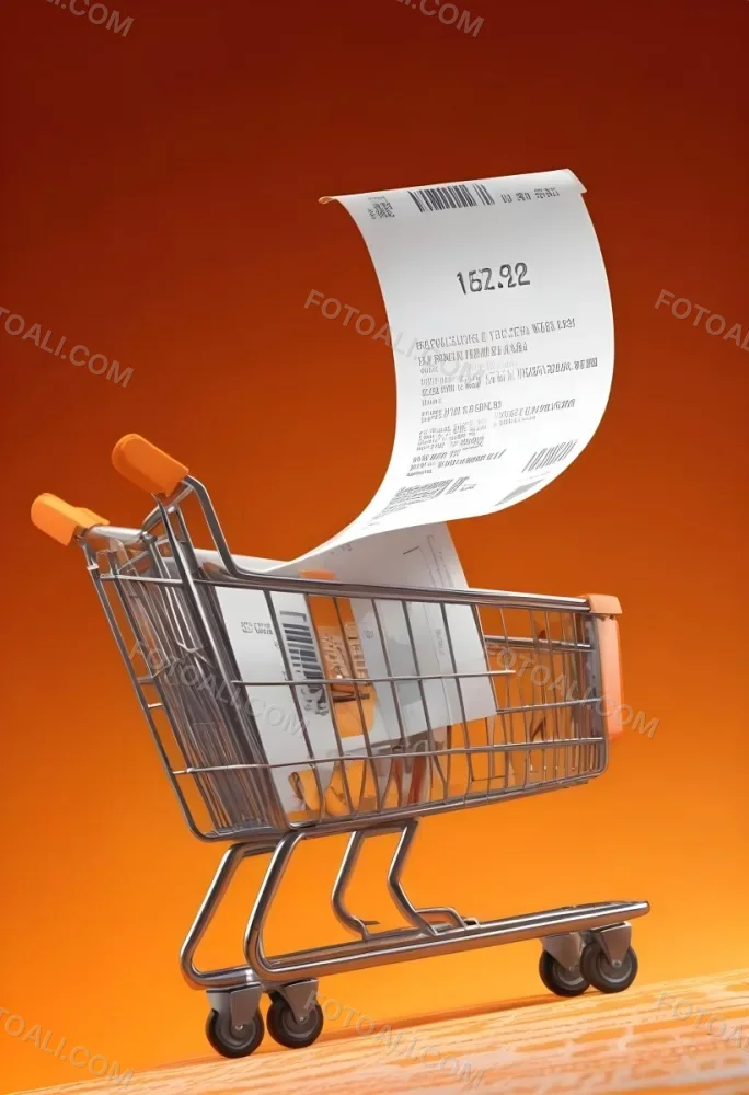 Shopping Cart With A Long Receipt That Says The Cost Of Living In A Orange Background 10 5ee9