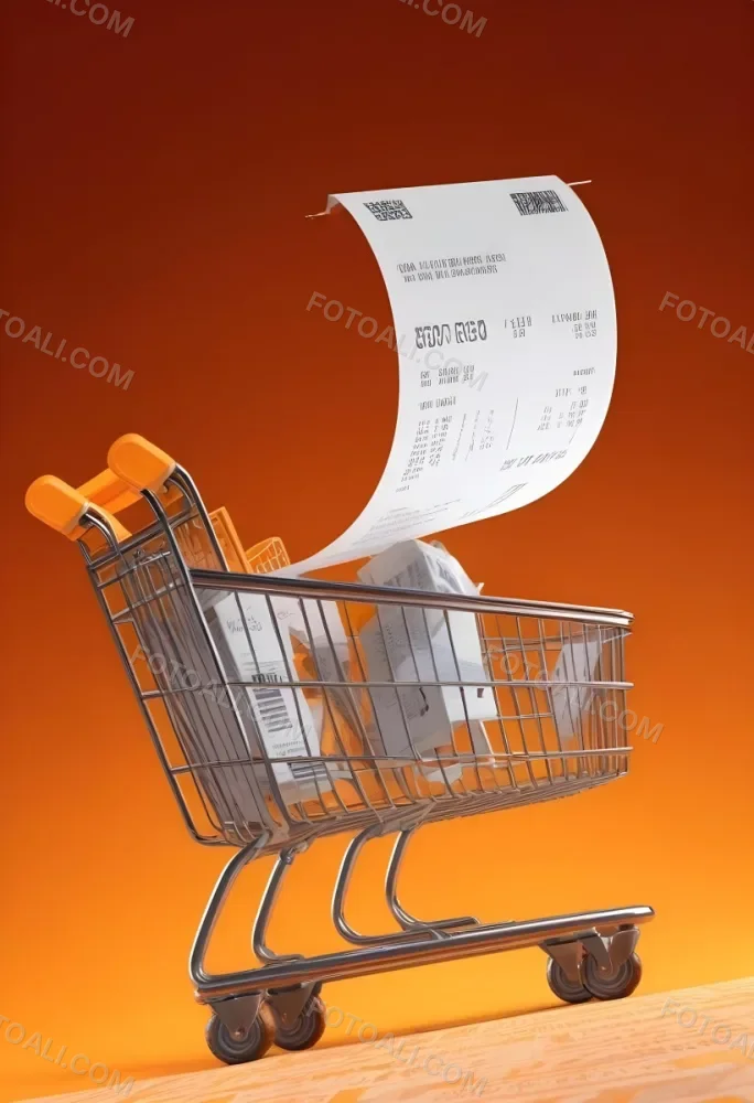 Shopping Cart With A Long Receipt That Says The Cost Of Living In A Orange Background 15 57a1