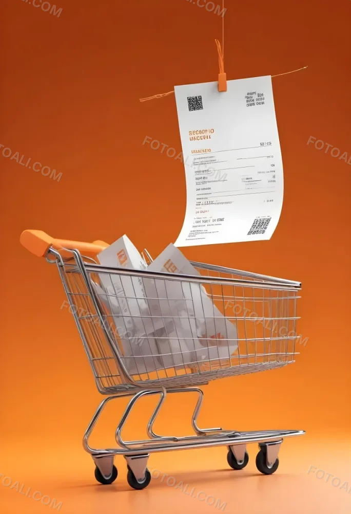 Shopping Cart With A Long Receipt That Says The Cost Of Living In A Orange Background 5 1df9