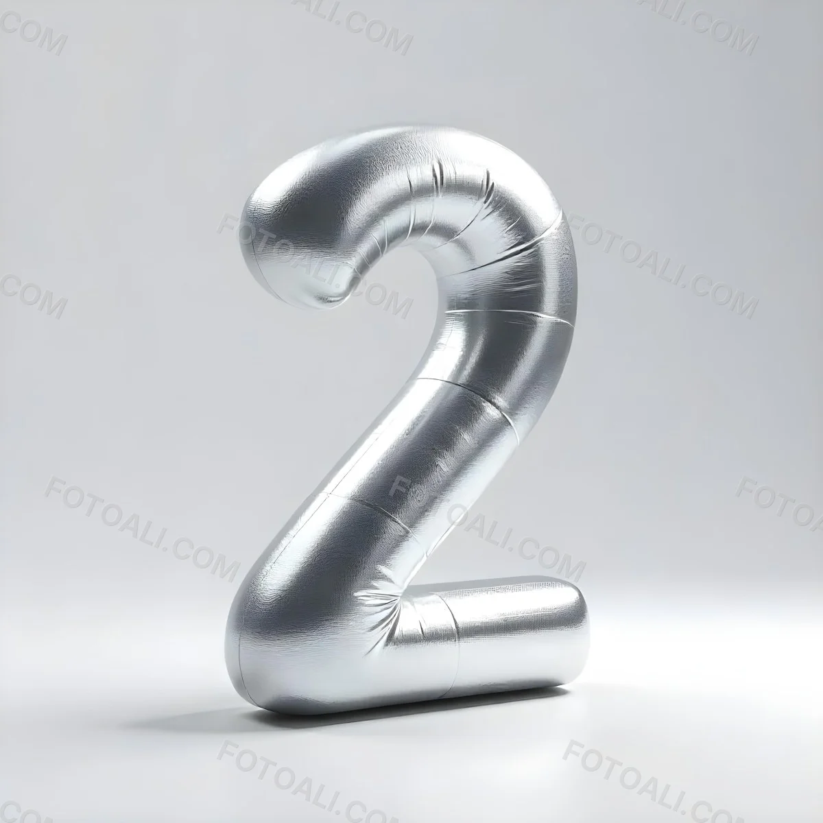 Silver Number Two With A Metallic Texture Casting A Soft Shadow On A White Surface Simple And Clean Design Studio Lighting 1 E7ad