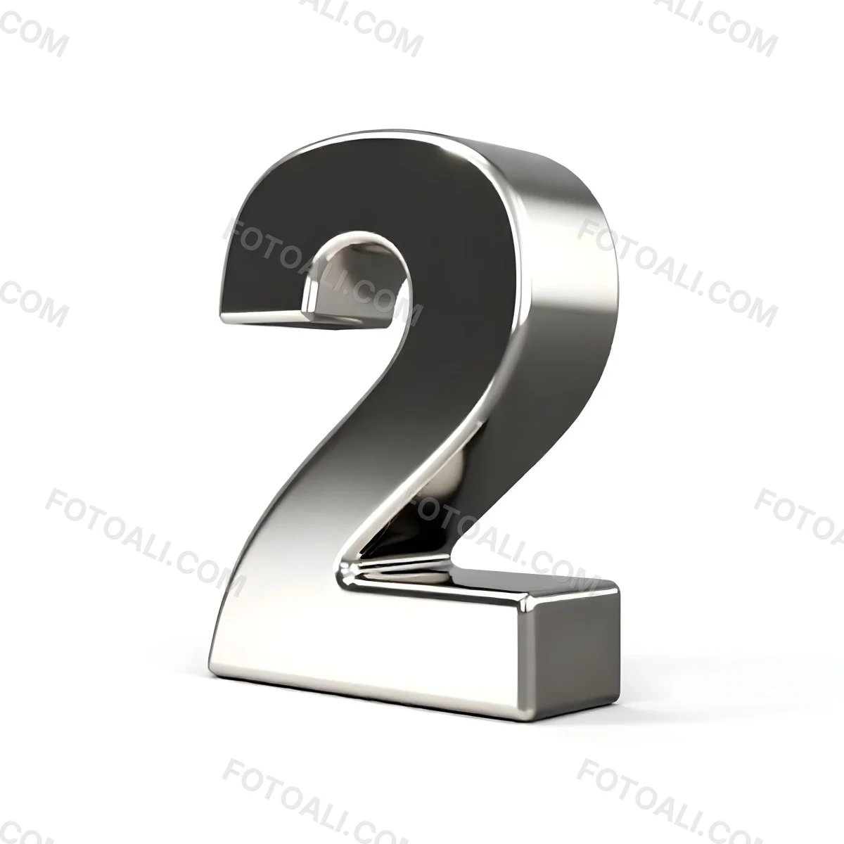 Silver Number Two With A Metallic Texture Casting A Soft Shadow On A White Surface Simple And Clean Design Studio Lighting 11 1bc2
