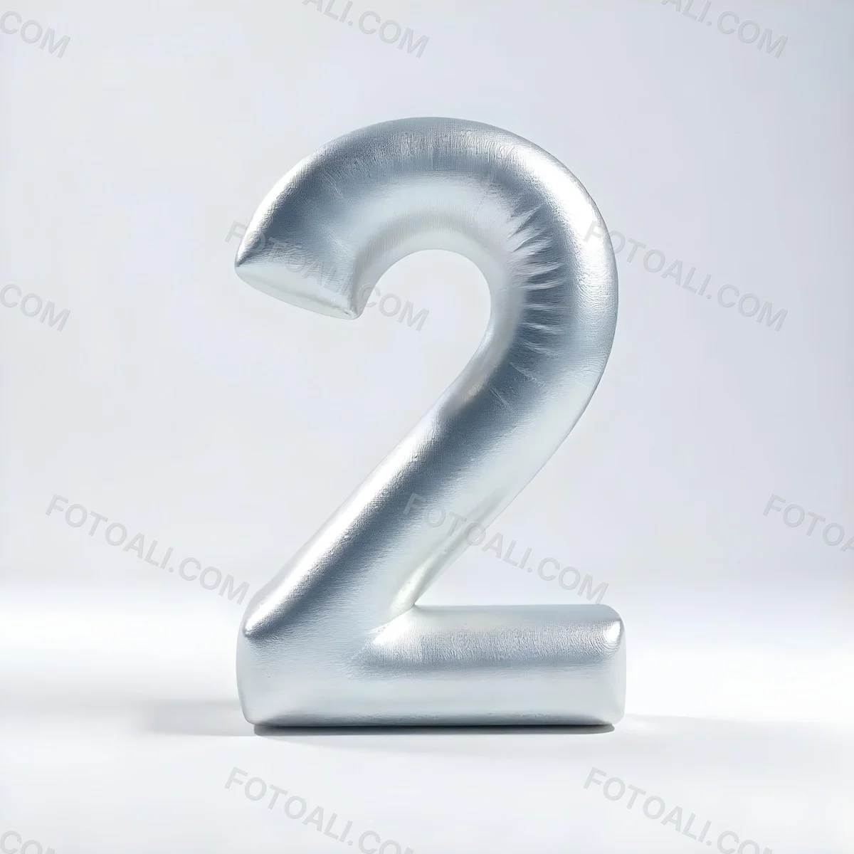 Silver Number Two With A Metallic Texture Casting A Soft Shadow On A White Surface Simple And Clean Design Studio Lighting 19 A1d8