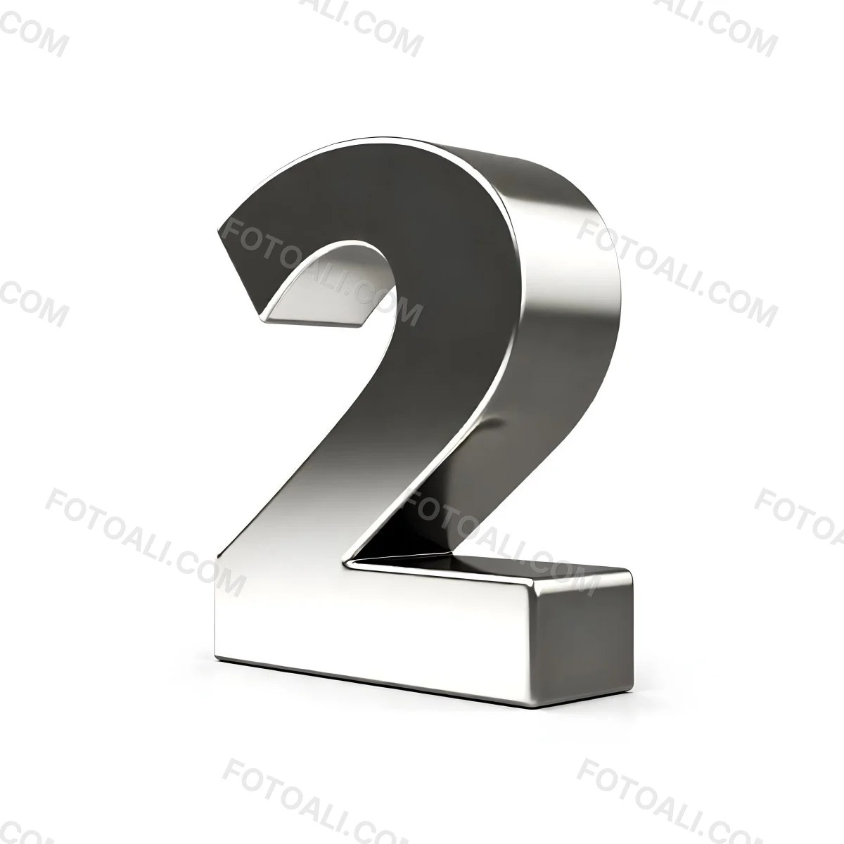 Silver Number Two With A Metallic Texture Casting A Soft Shadow On A White Surface Simple And Clean Design Studio Lighting 24 2fbd
