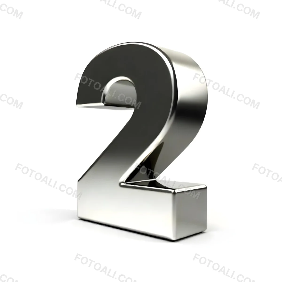 Silver Number Two With A Metallic Texture Casting A Soft Shadow On A White Surface Simple And Clean Design Studio Lighting 26 Bfb1