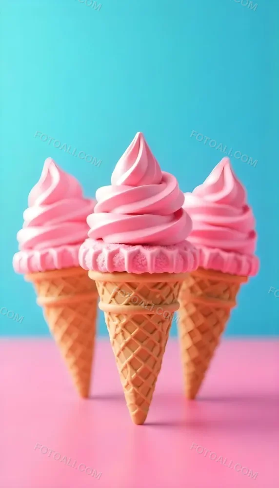 Six Ice Cream Scoops Of Different Colors Pink Pink Pink Pink And Pink On A Pink And Blue Background 9 1052