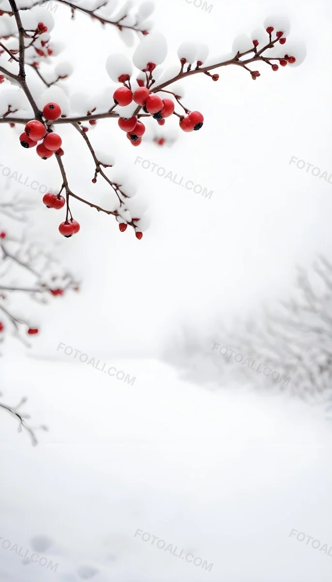 Snowy Branches With Red Berries Winter Landscape With Blurred Background 2 1fa7