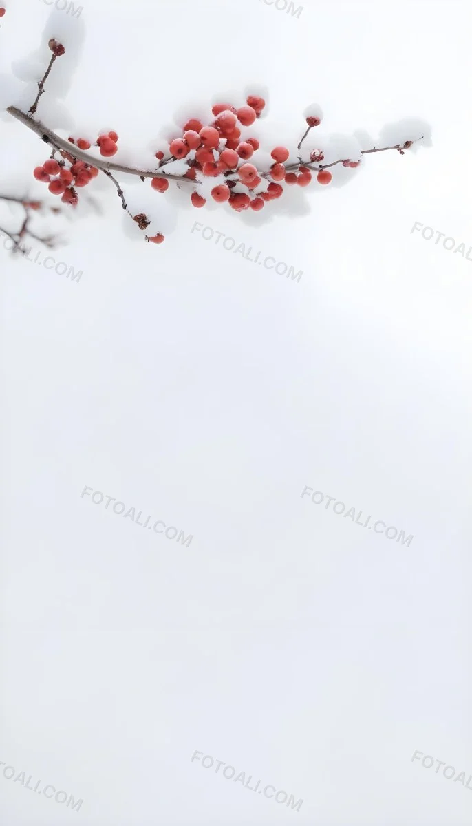 Snowy Branches With Red Berries Winter Landscape With Blurred Background 21 Be72