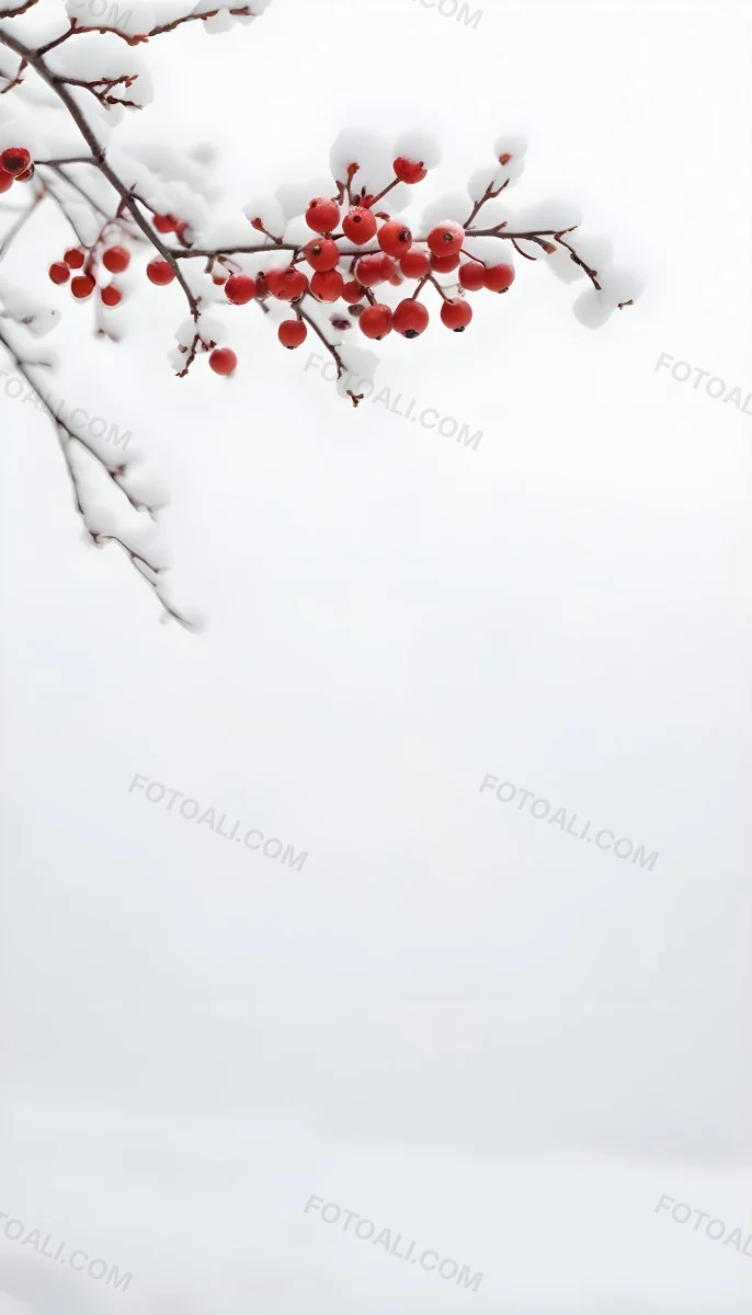 Snowy Branches With Red Berries Winter Landscape With Blurred Background 35 6d86