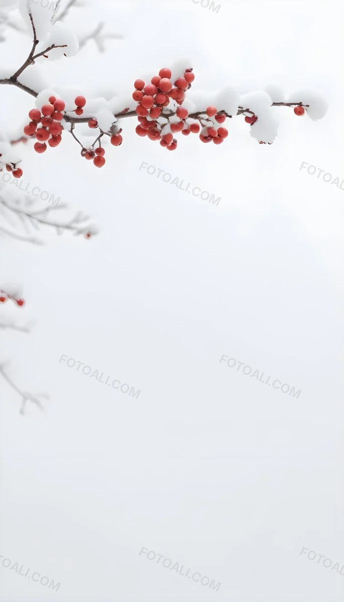 Snowy Branches With Red Berries Winter Landscape With Blurred Background 9 3960