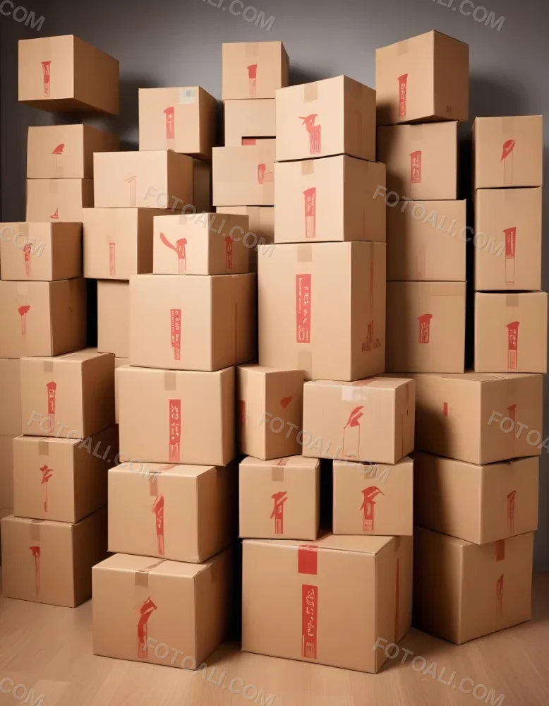 Stacks Of Cardboard Boxes With Fragile Symbols Suggesting A Moving Or Shipping Scene 8 41ed