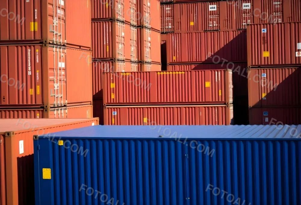 Stacks Of Colorful Shipping Containers In A Storage Yard 12 A935
