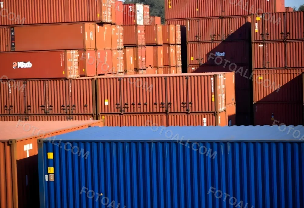 Stacks Of Colorful Shipping Containers In A Storage Yard 14 B794