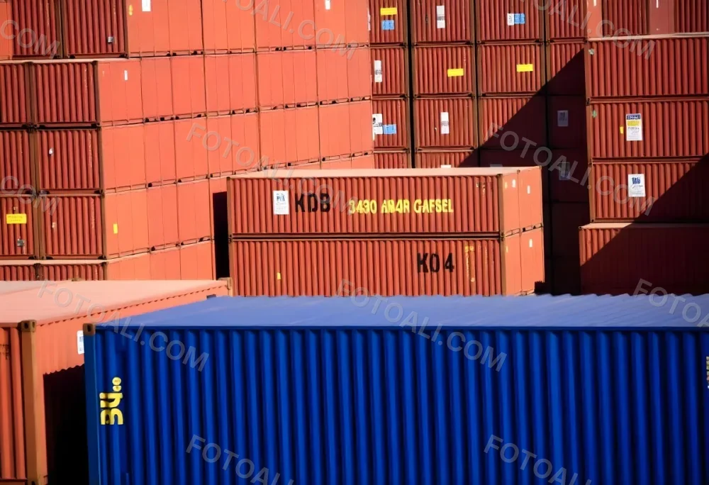 Stacks Of Colorful Shipping Containers In A Storage Yard 16 B509
