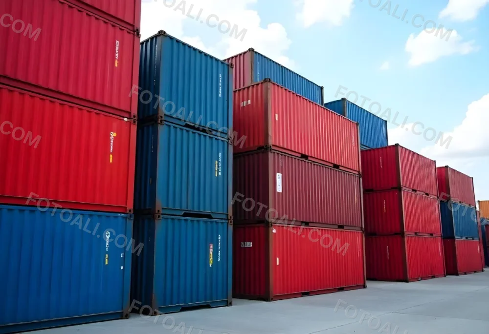 Stacks Of Colorful Shipping Containers In A Storage Yard 6 Eb60
