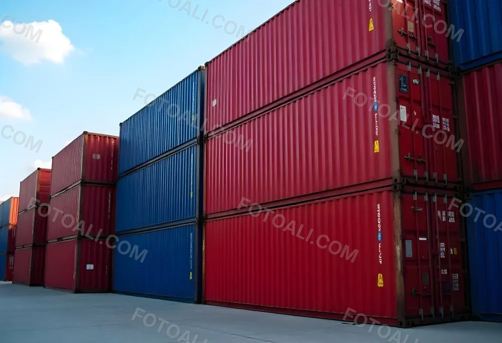 Stacks Of Colorful Shipping Containers In A Storage Yard 9 F324