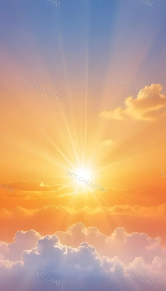Sun With Bright Rays Of Light Orange Sky With Clouds Warm Tones Soft Light Sunny Day Bright And Vibrant Colors Peaceful Atmosphere 15 4475