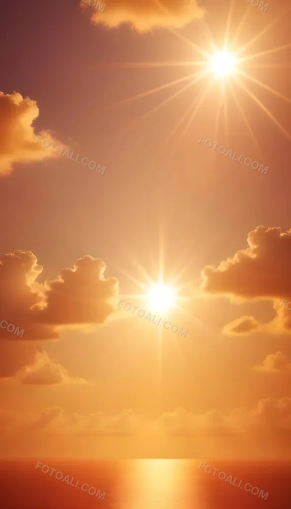 Sun With Bright Rays Of Light Orange Sky With Clouds Warm Tones Soft Light Sunny Day Bright And Vibrant Colors Peaceful Atmosphere 20 2138