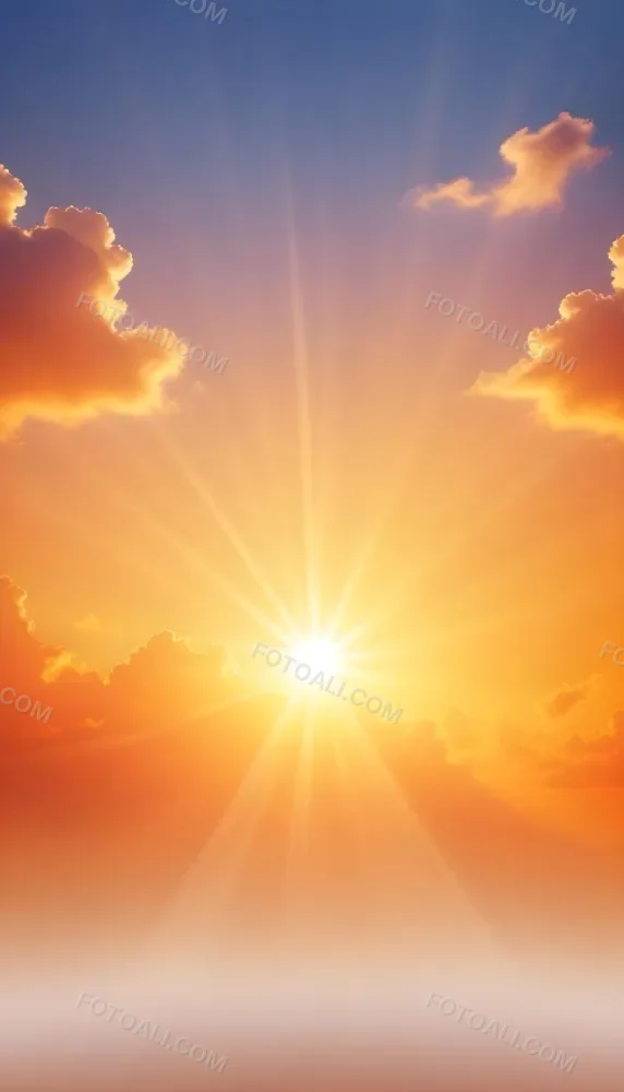 Sun With Bright Rays Of Light Orange Sky With Clouds Warm Tones Soft Light Sunny Day Bright And Vibrant Colors Peaceful Atmosphere 24 E951