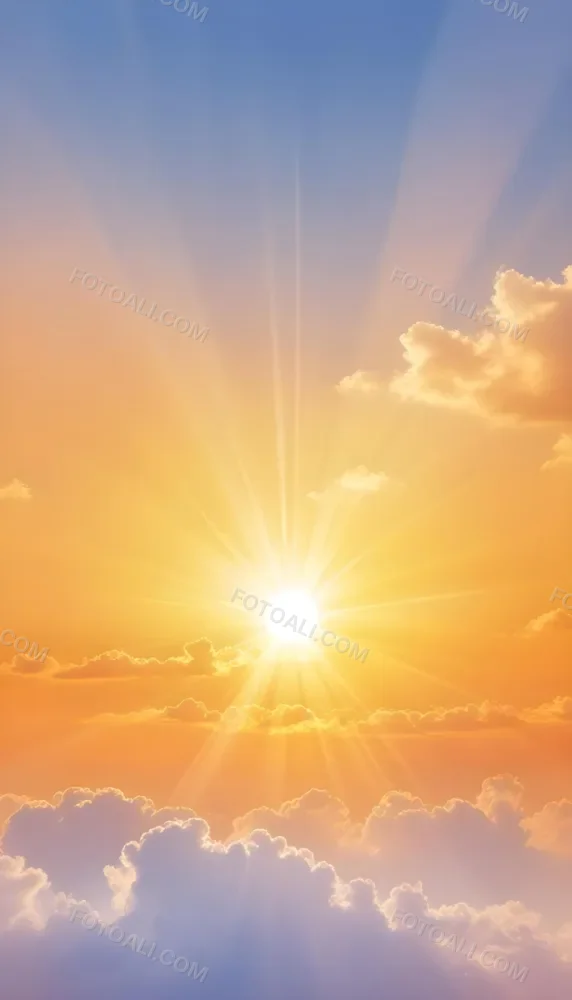 Sun With Bright Rays Of Light Orange Sky With Clouds Warm Tones Soft Light Sunny Day Bright And Vibrant Colors Peaceful Atmosphere 3 F165