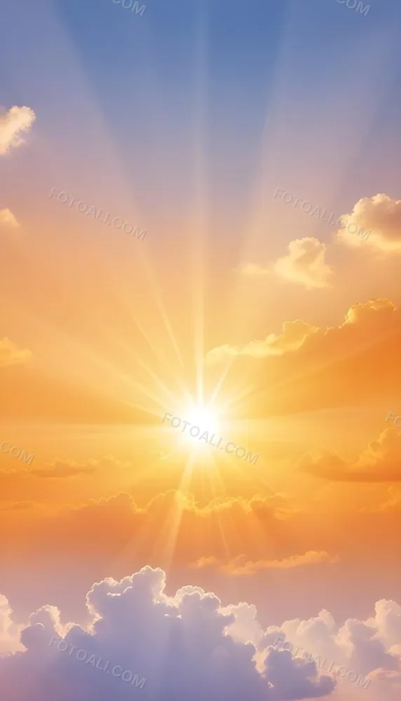 Sun With Bright Rays Of Light Orange Sky With Clouds Warm Tones Soft Light Sunny Day Bright And Vibrant Colors Peaceful Atmosphere 8 1848