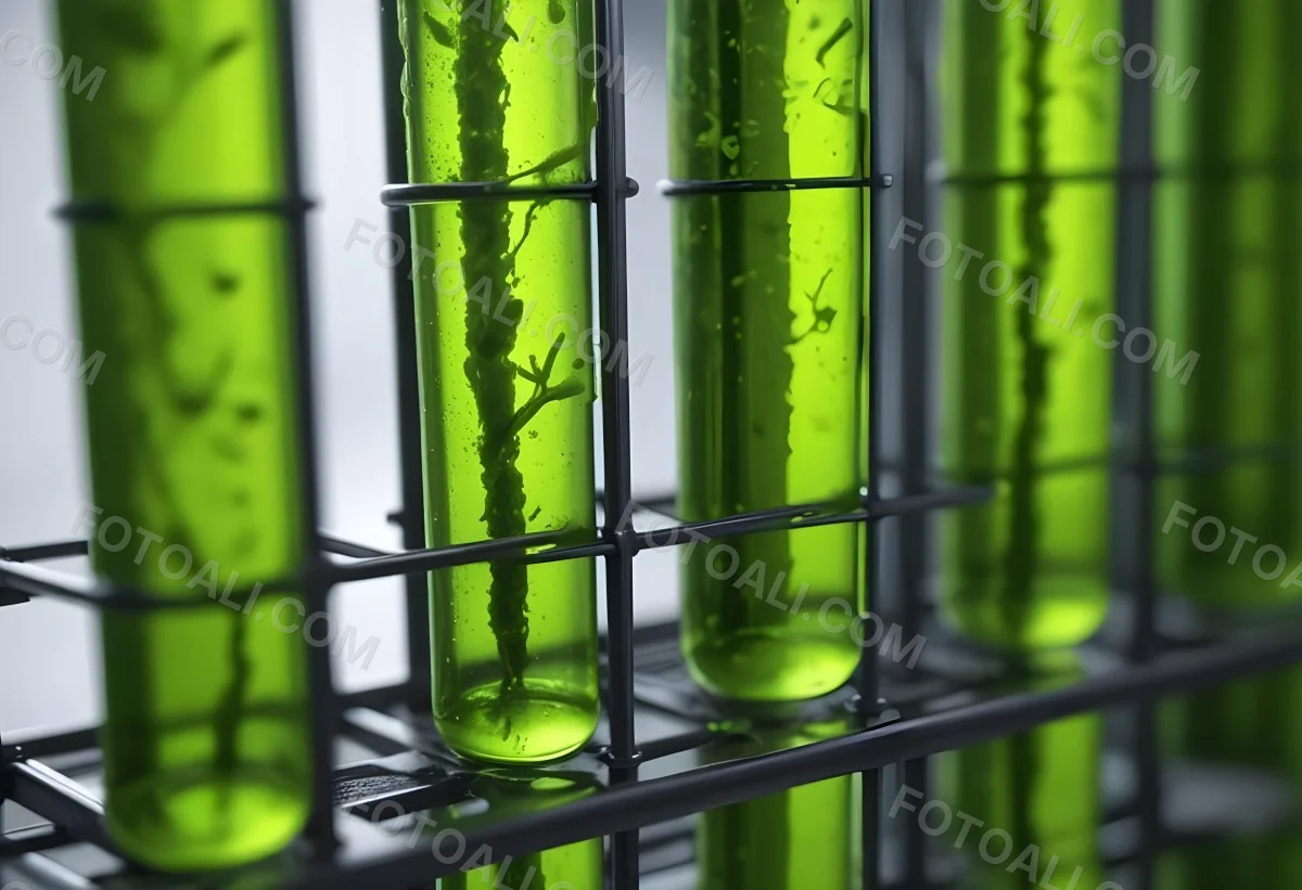 Test Tubes With Green Algae In A Metal Rack The Background Is Blurred And Out Of Focus Laboratory Environment 24 2eb6