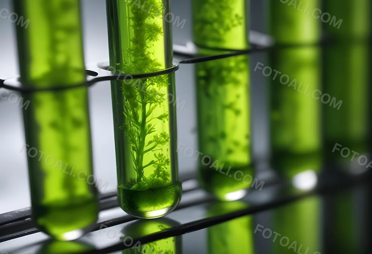 Test Tubes With Green Algae In A Metal Rack The Background Is Blurred And Out Of Focus Laboratory Environment 6 4359