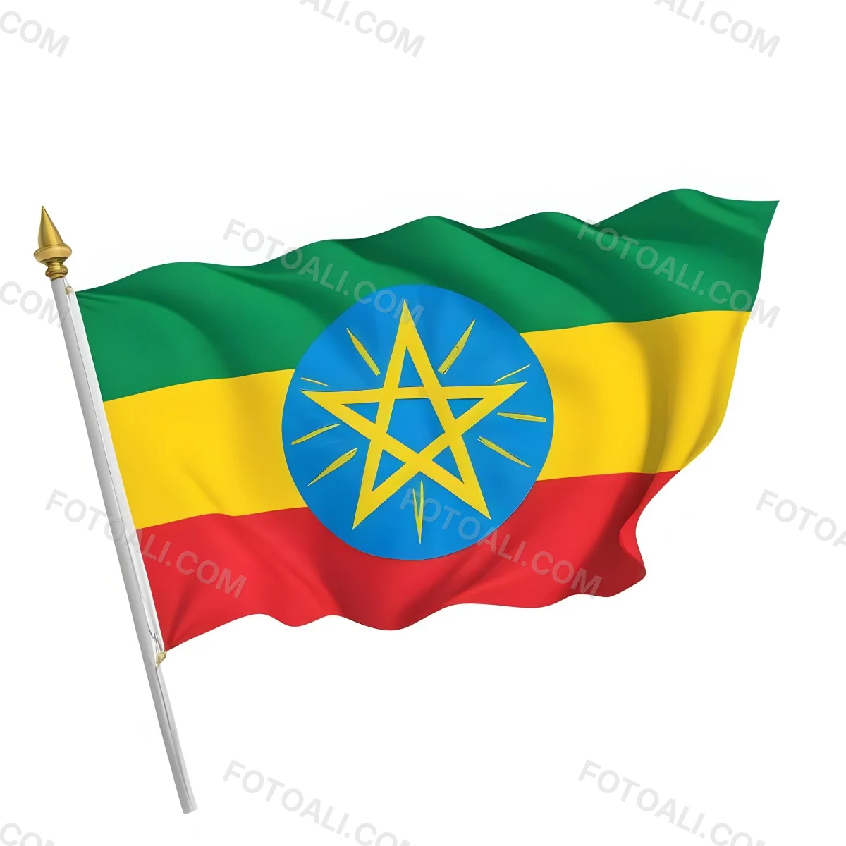 The Flag Of Ethiopia Featuring A Green Yellow And Red Tricolor Design With A Blue Circle In The Center Containing A Yellow Star The Flag Of Italy With Horizontal Stripes And A White Star In The Center 2 7fd7