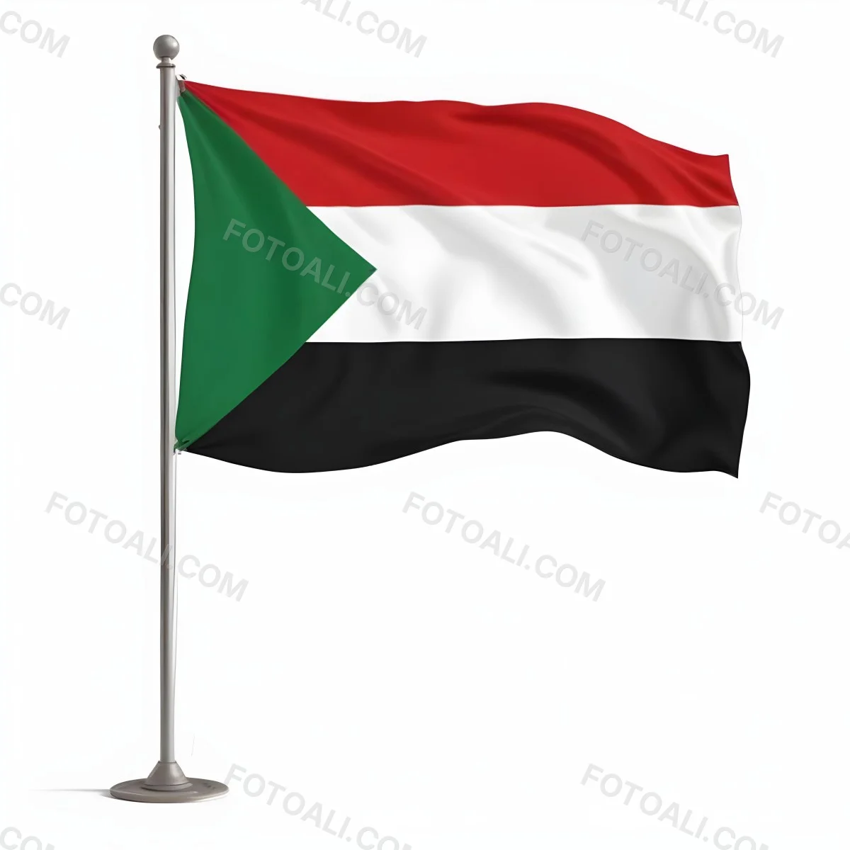 The Flag Of Sudan Featuring Three Equal Horizontal Stripes Of Red White And Black With A Green Triangle At The Hoist Side The Flag Of Sudan Showcasing Three Equal Horizontal Stripes Of Blue Yellow And F447