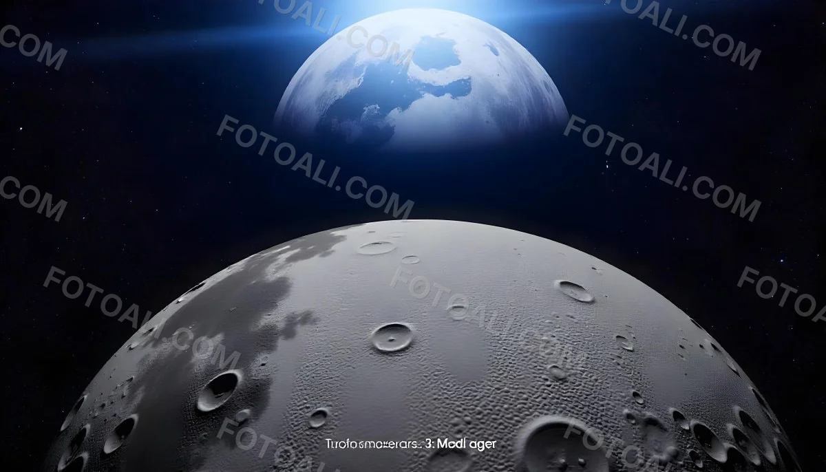 The Moon Surface With Many Craters And The Earth In The Background Both Illuminated By A Bright Light In A Bright Space 22 84f4