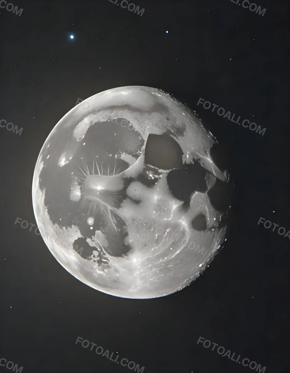 The Moon With Visible Craters And A Gradient Of Light Set Against A Dark Background With Faint Stars 10 B1bb