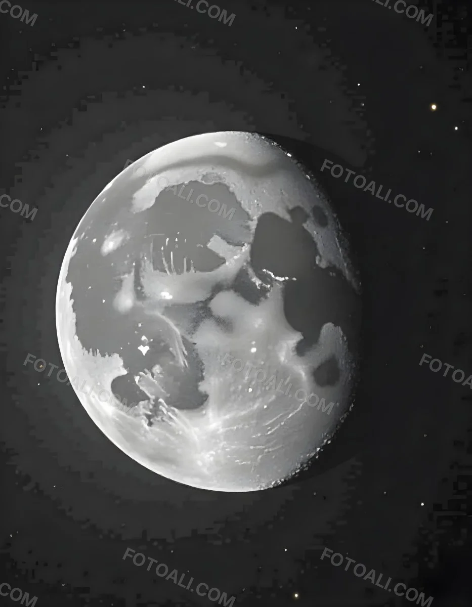 The Moon With Visible Craters And A Gradient Of Light Set Against A Dark Background With Faint Stars 14 6452
