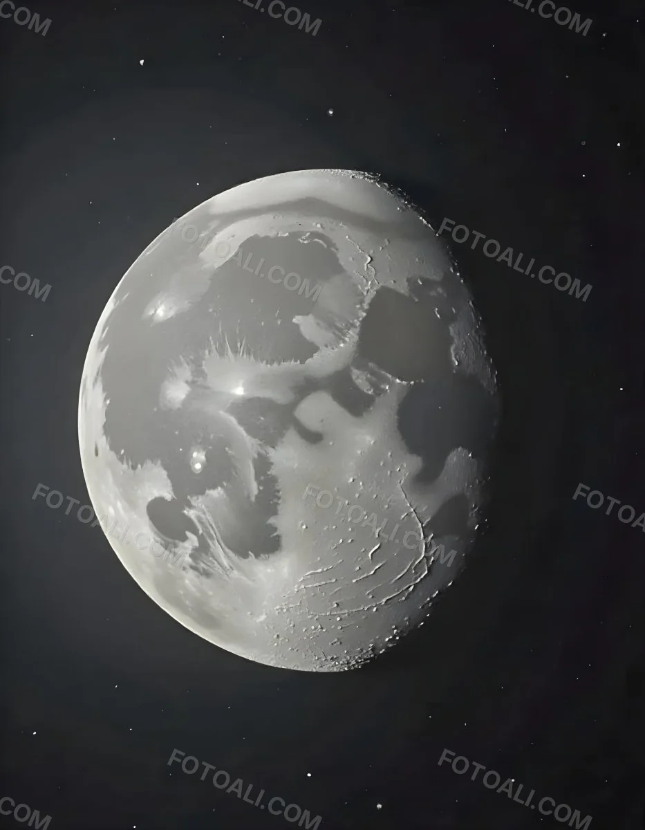 The Moon With Visible Craters And A Gradient Of Light Set Against A Dark Background With Faint Stars 27 888c