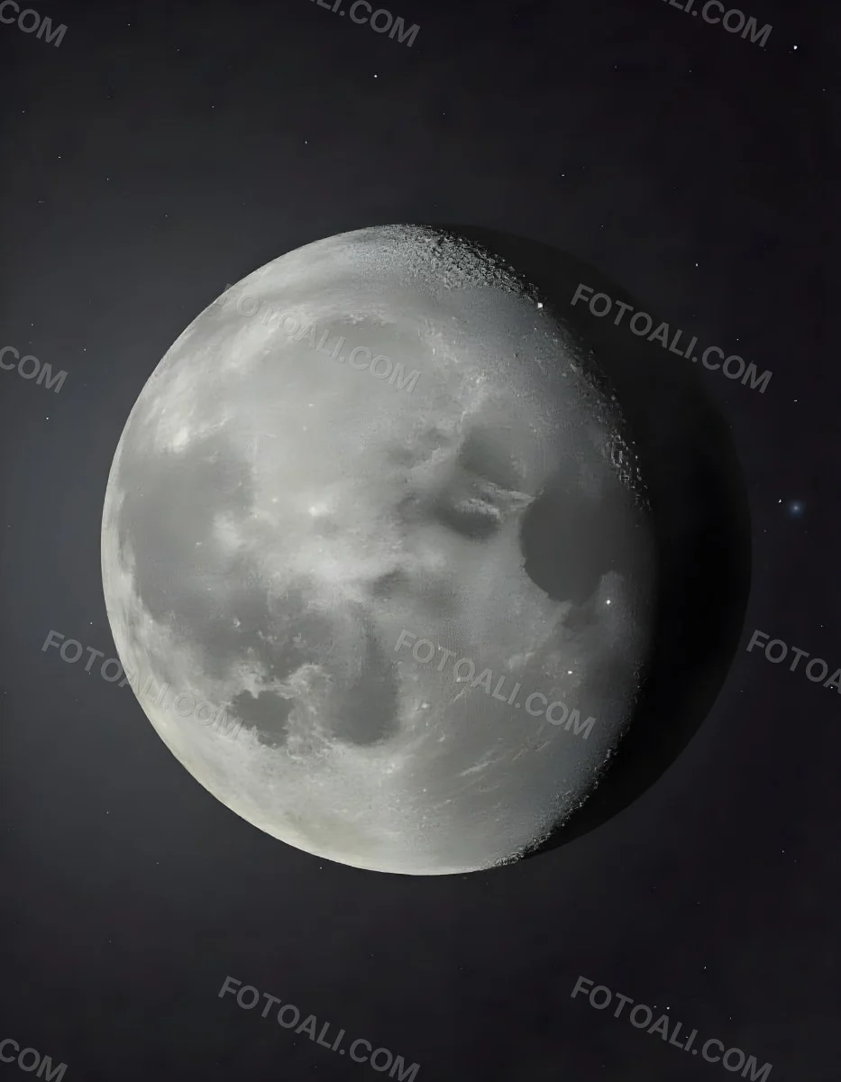 The Moon With Visible Craters And A Gradient Of Light Set Against A Dark Background With Faint Stars 30 193e