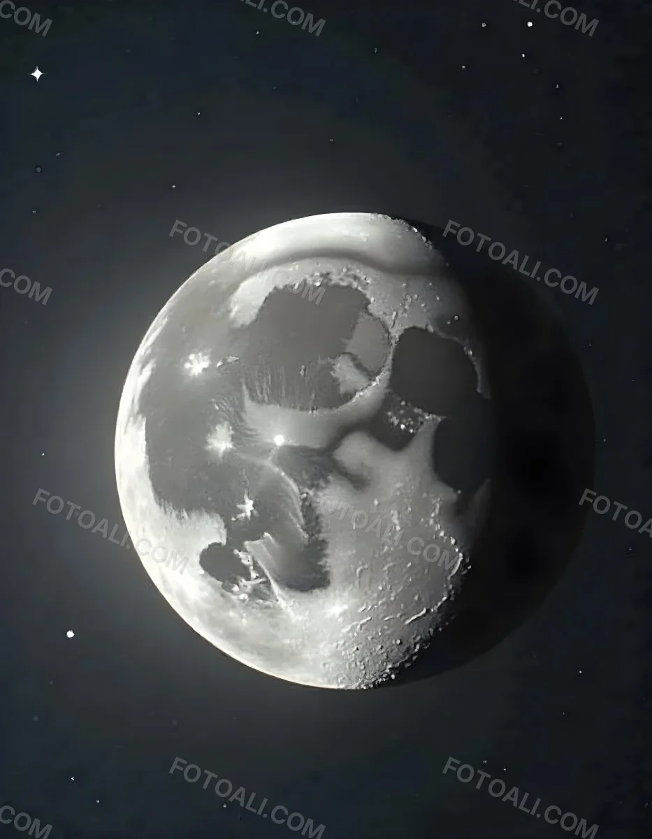 The Moon With Visible Craters And A Gradient Of Light Set Against A Dark Background With Faint Stars 33 098d