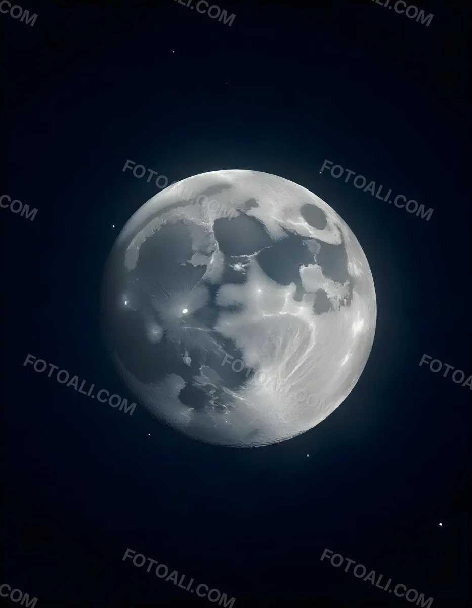 The Moon With Visible Craters And A Gradient Of Light Set Against A Dark Background With Faint Stars 4 8058