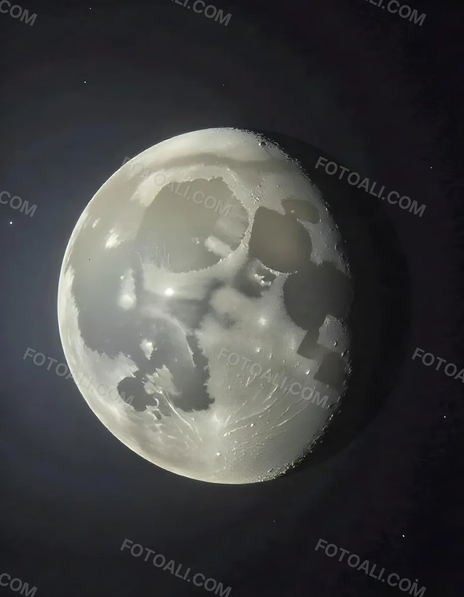 The Moon With Visible Craters And A Gradient Of Light Set Against A Dark Background With Faint Stars 7 3fe3