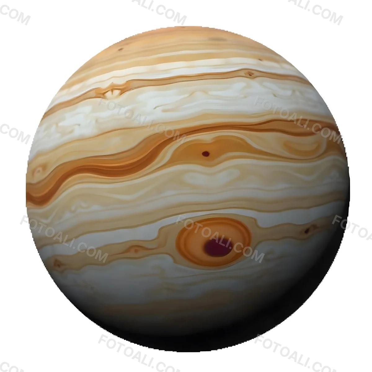 The Planet Jupiter With Its Distinctive Bands Of Color And Swirling Patterns The Great Red Spot Is Visible Isolated On White Background 15 6189
