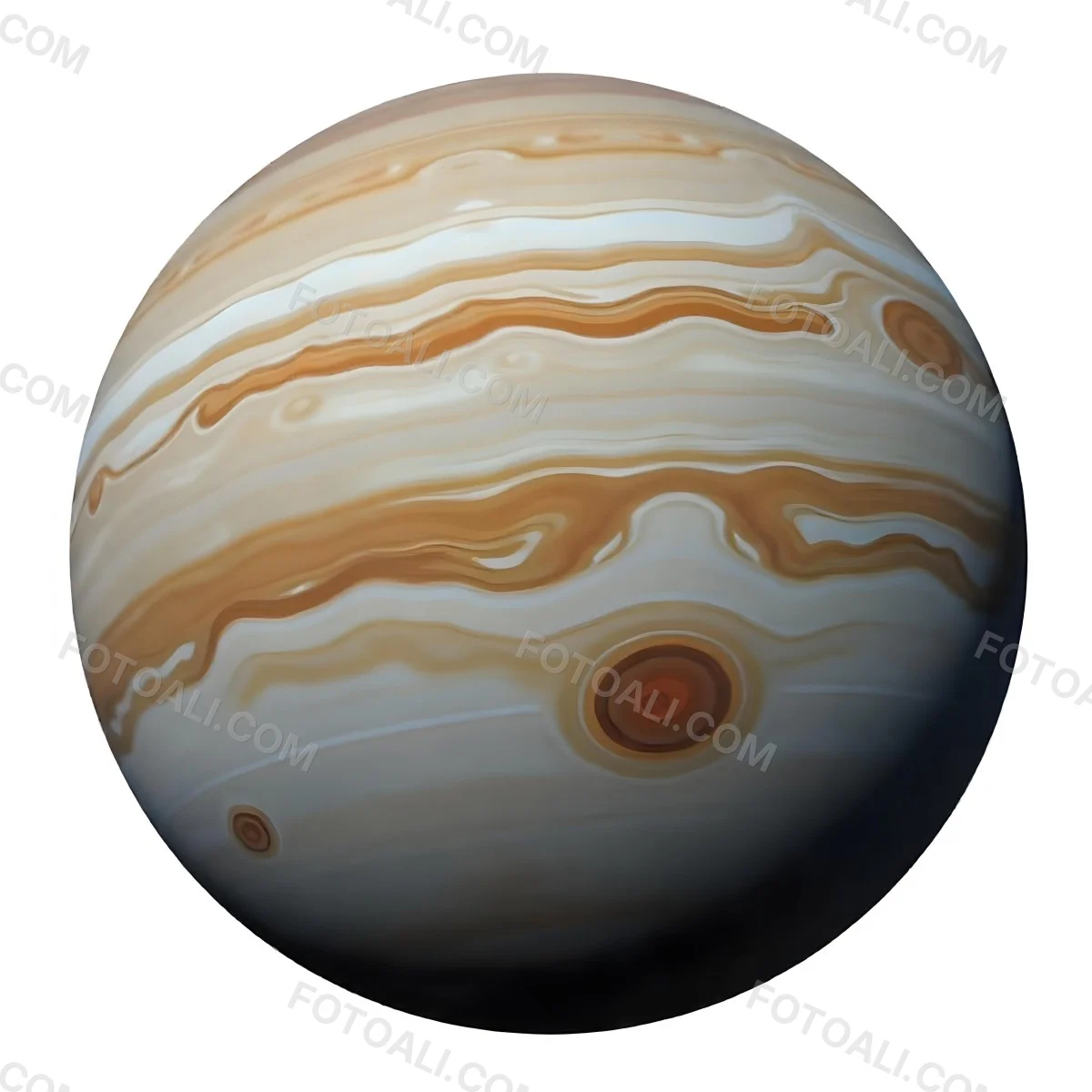 The Planet Jupiter With Its Distinctive Bands Of Color And Swirling Patterns The Great Red Spot Is Visible Isolated On White Background 16 E759