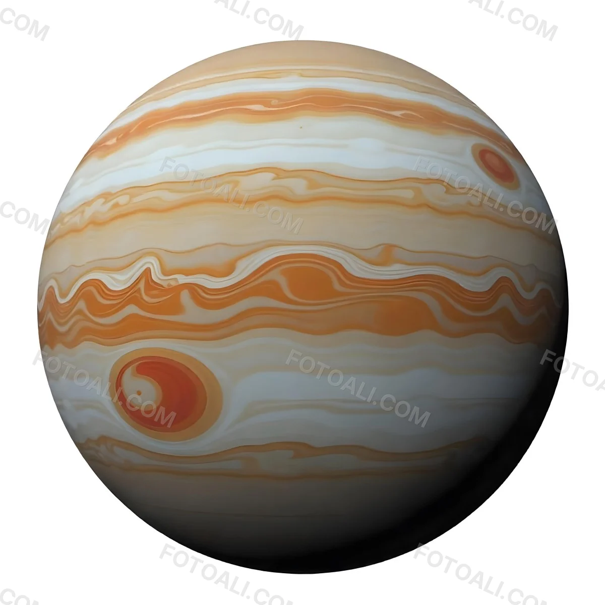 The Planet Jupiter With Its Distinctive Bands Of Color And Swirling Patterns The Great Red Spot Is Visible Isolated On White Background 2 8b2c