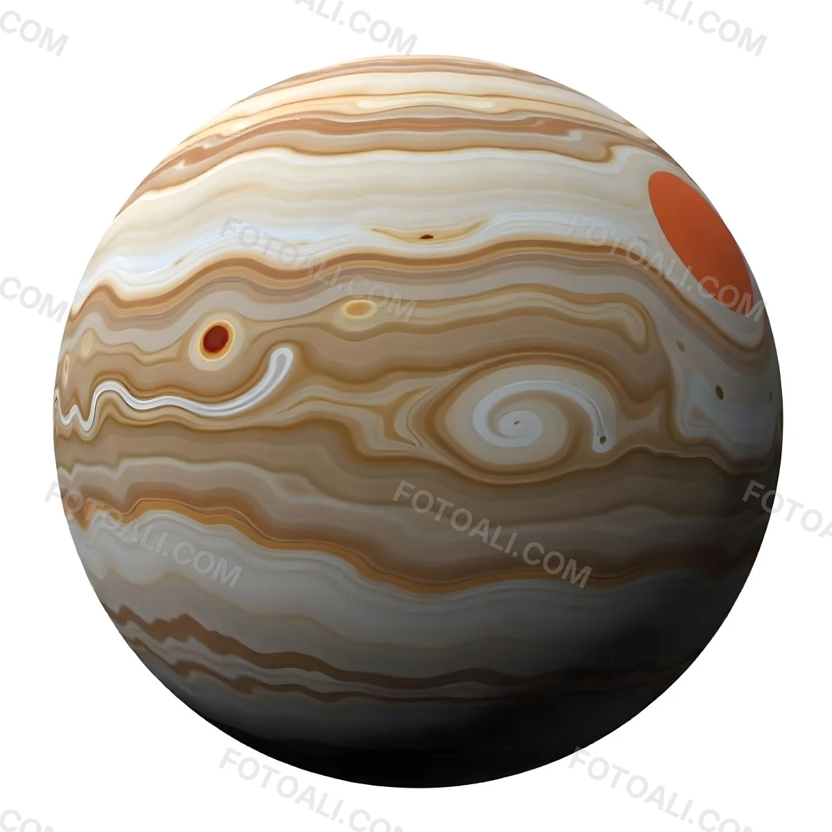 The Planet Jupiter With Its Distinctive Bands Of Color And Swirling Patterns The Great Red Spot Is Visible Isolated On White Background 27 7865