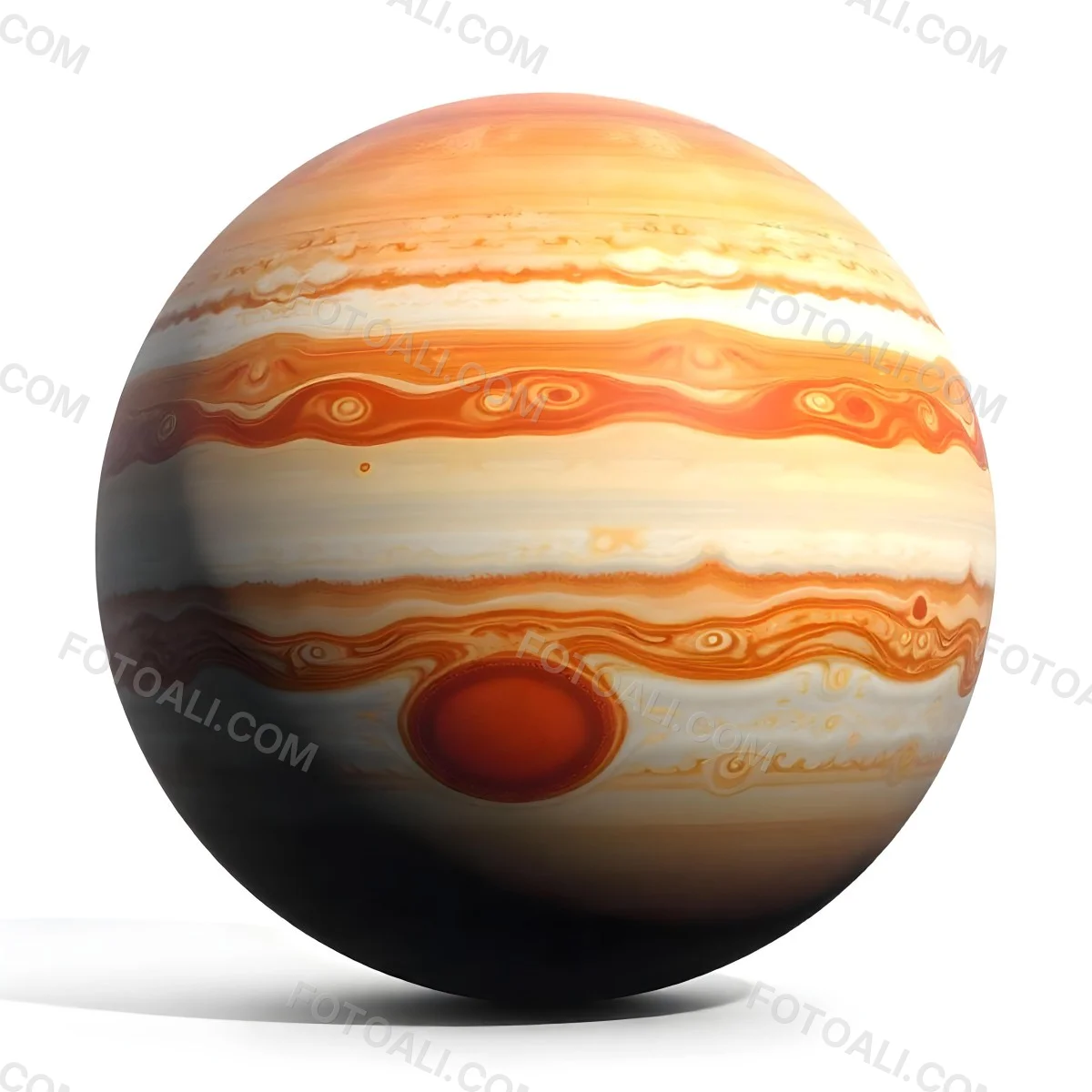 The Planet Jupiter With Its Distinctive Bands Of Color And Swirling Patterns The Great Red Spot Is Visible Isolated On White Background 4 4cfe
