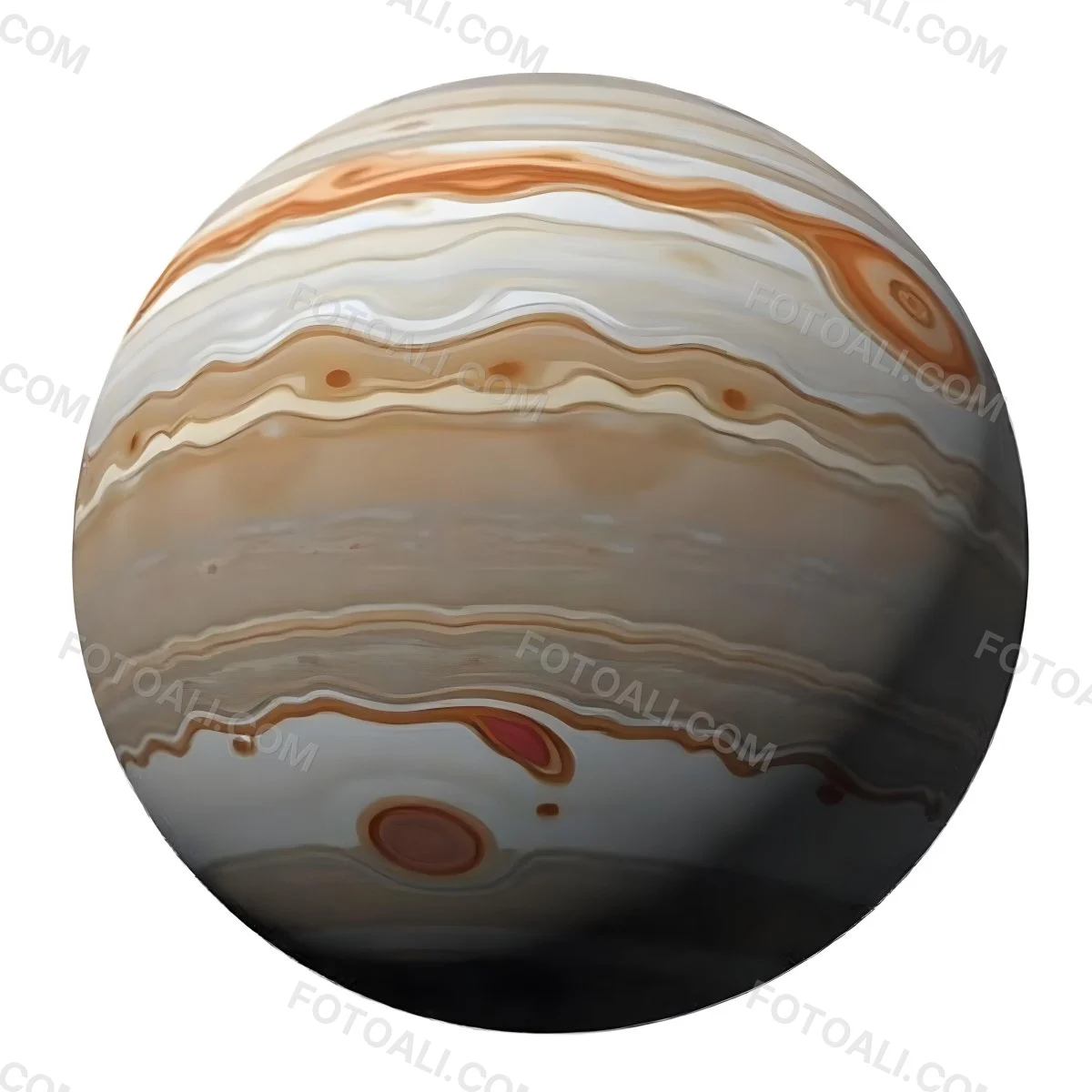 The Planet Jupiter With Its Distinctive Bands Of Color And Swirling Patterns The Great Red Spot Is Visible Isolated On White Background 5 4f04