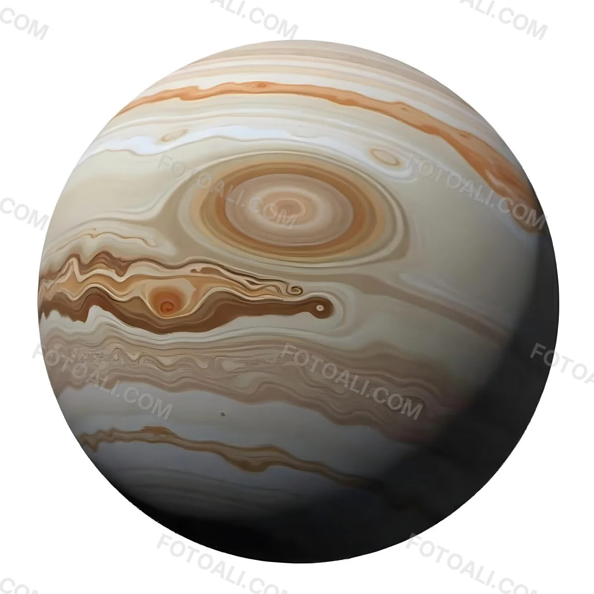 The Planet Jupiter With Its Distinctive Bands Of Color And Swirling Patterns The Great Red Spot Is Visible Isolated On White Background 7 59ba