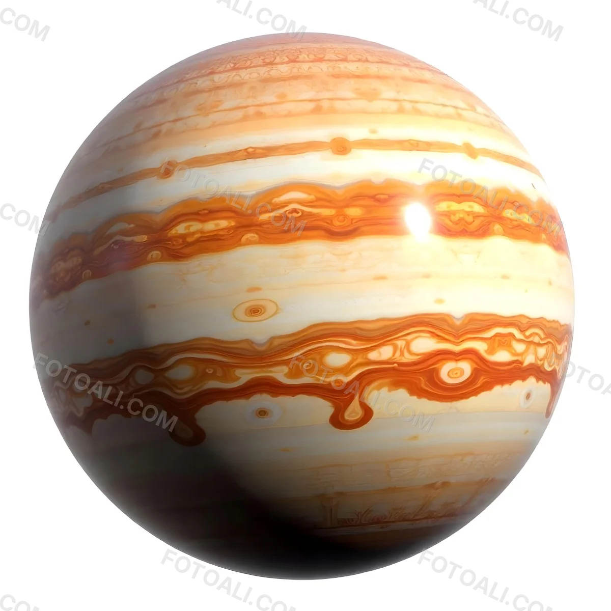 The Planet Jupiter With Its Distinctive Bands Of Color And Swirling Patterns The Great Red Spot Is Visible Isolated On White Background 8 D4fa
