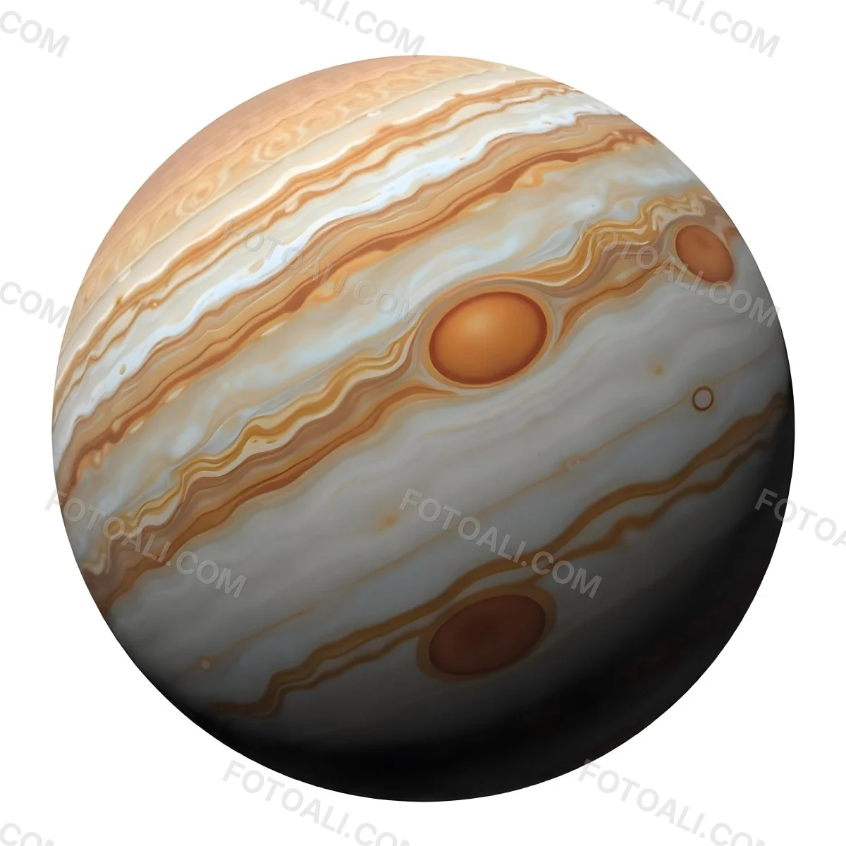 The Planet Jupiter With Its Distinctive Bands Of Color And Swirling Patterns The Great Red Spot Is Visible Isolated On White Background 9 Bb32