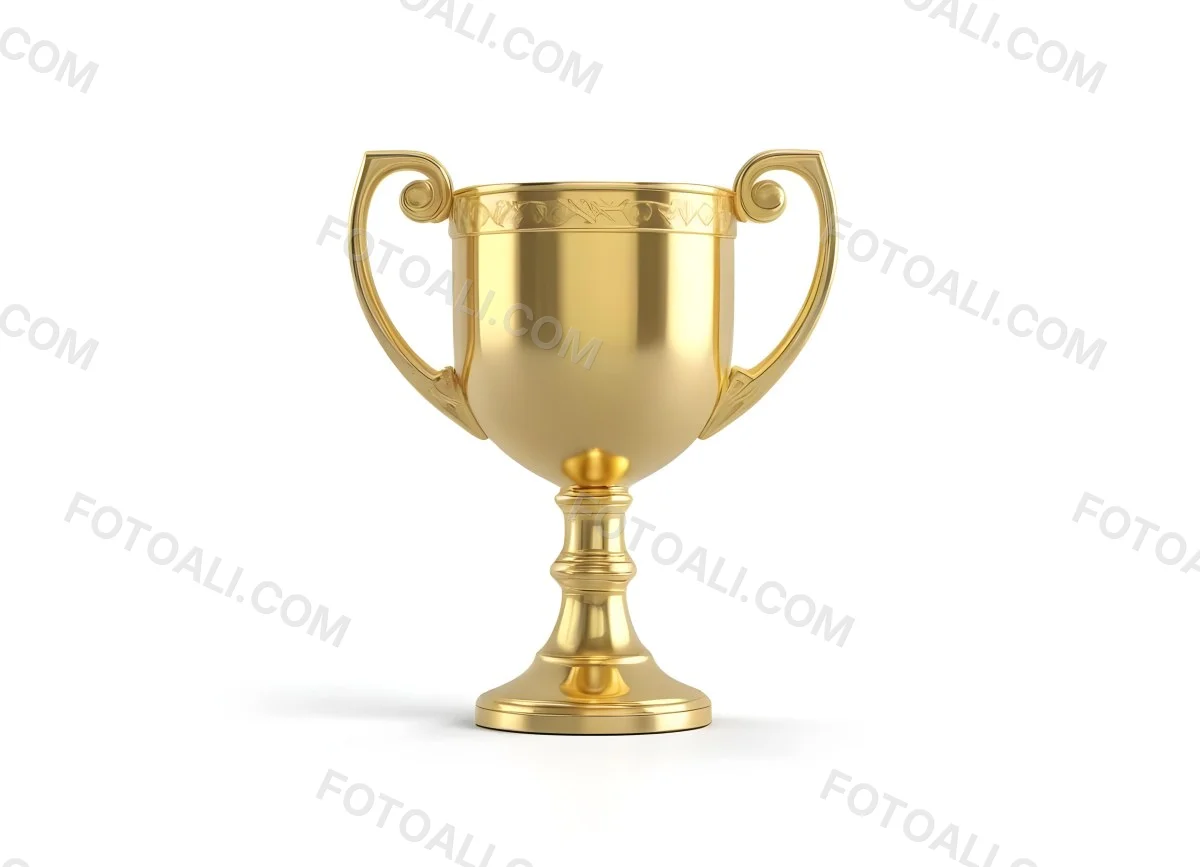 The Style Is 3d Model With Octane Render Volumetric Highly Detailed For Videogame Design A Golden Trophy With Two Handles On A White Background The Trophy Is Shiny And Reflective The Base Is Round And The Cup Is Wid 28 D2f2